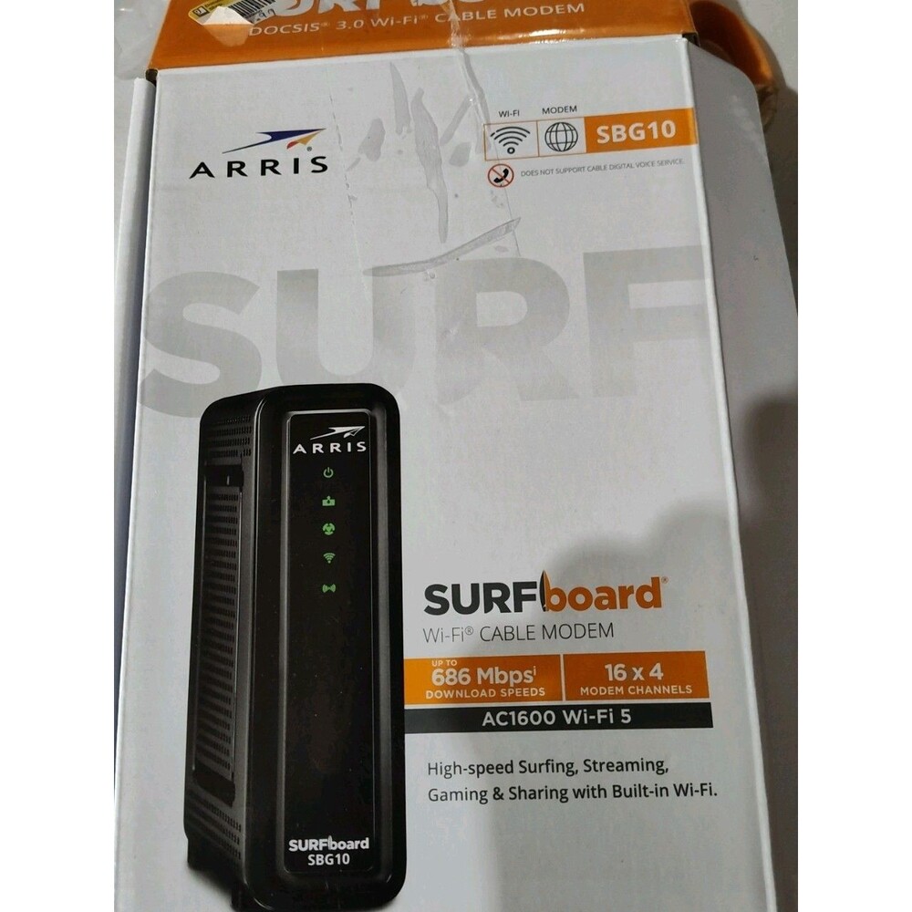 ARRIS SURFboard SBG10 DOCSIS 3.0 16 x 4 Gigabit Cable Modem & AC1600 Wi-Fi